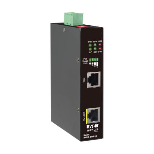 [NPOEI-90W-1G] Industrial Gigabit Ethernet PoE injector, 90W PoE++, 802.3bt, Midspan, -40℃ to +75℃, IP30 housing, Dual 24-57VDC , DIN rail, 1 Port