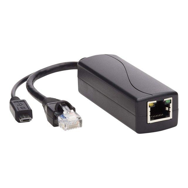[NPOE-SPL-G-5VMU] PoE to USB Micro-B and RJ45 Active Splitter - 802.af, 48V to 5V 1A, Up to 328.08 ft. (100 m)