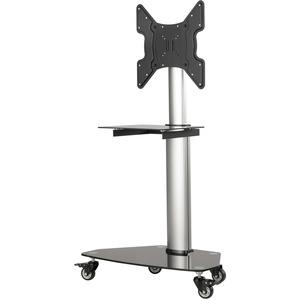 [DMCS3255SG62] Premier Rolling TV Cart for 32” to 55” Displays, Black Glass Base and Shelf, Locking Casters