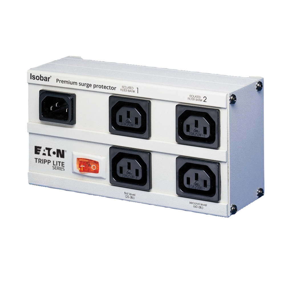 Isobar 4-Outlet 230V Surge Protector, Detachable 6 ft. (1.83 m) Cord, 680 Joules, Metal Housing