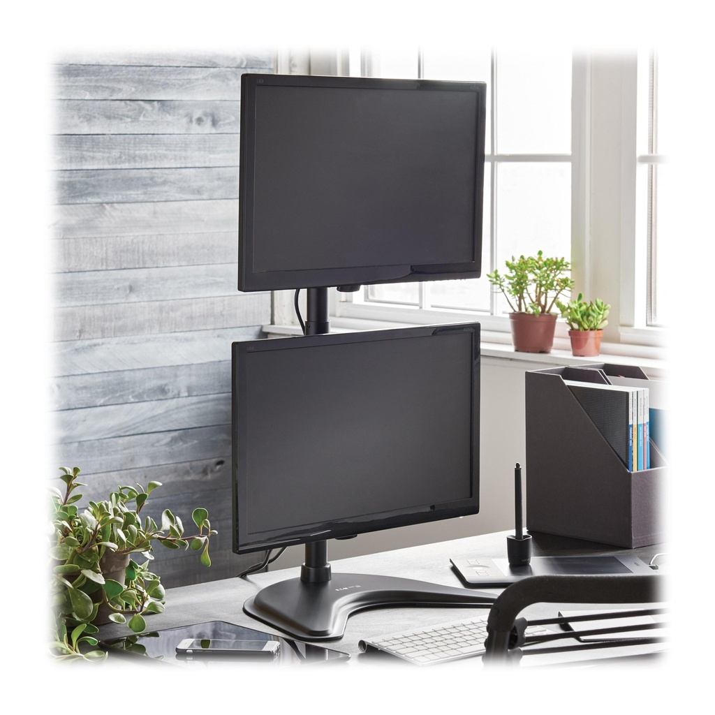 [DDR1527SDC] Dual Vertical Flat-Screen Desk Stand/Clamp Mount, 15 in. to 27 in. Flat-Screen Displays