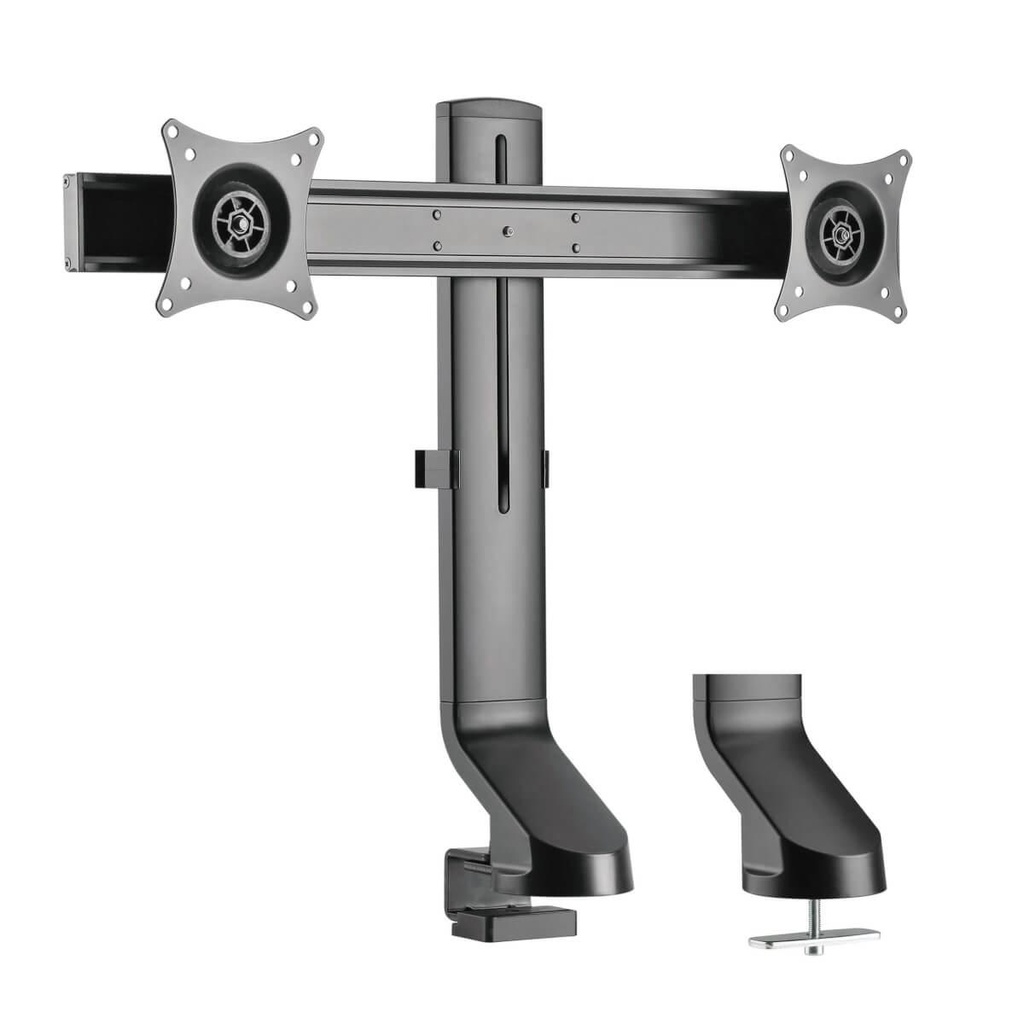 [DDR1727DC] Dual-Display Monitor Arm with Desk Clamp and Grommet - Height Adjustable, 17” to 27” Monitors