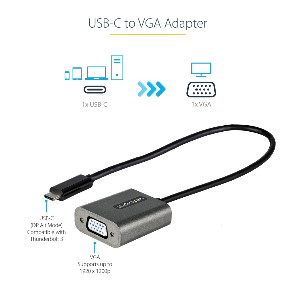 [U444-06N-VGA-AM] USB-C to VGA Adapter with Alternate Mode - DP 1.2