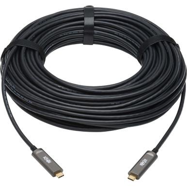 [U328F-30M] USB 3.2 Gen 1 Plenum-Rated Fiber Active Optical Cable (AOC) - 5 Gbps, (A to B M/M), Black, 30 m