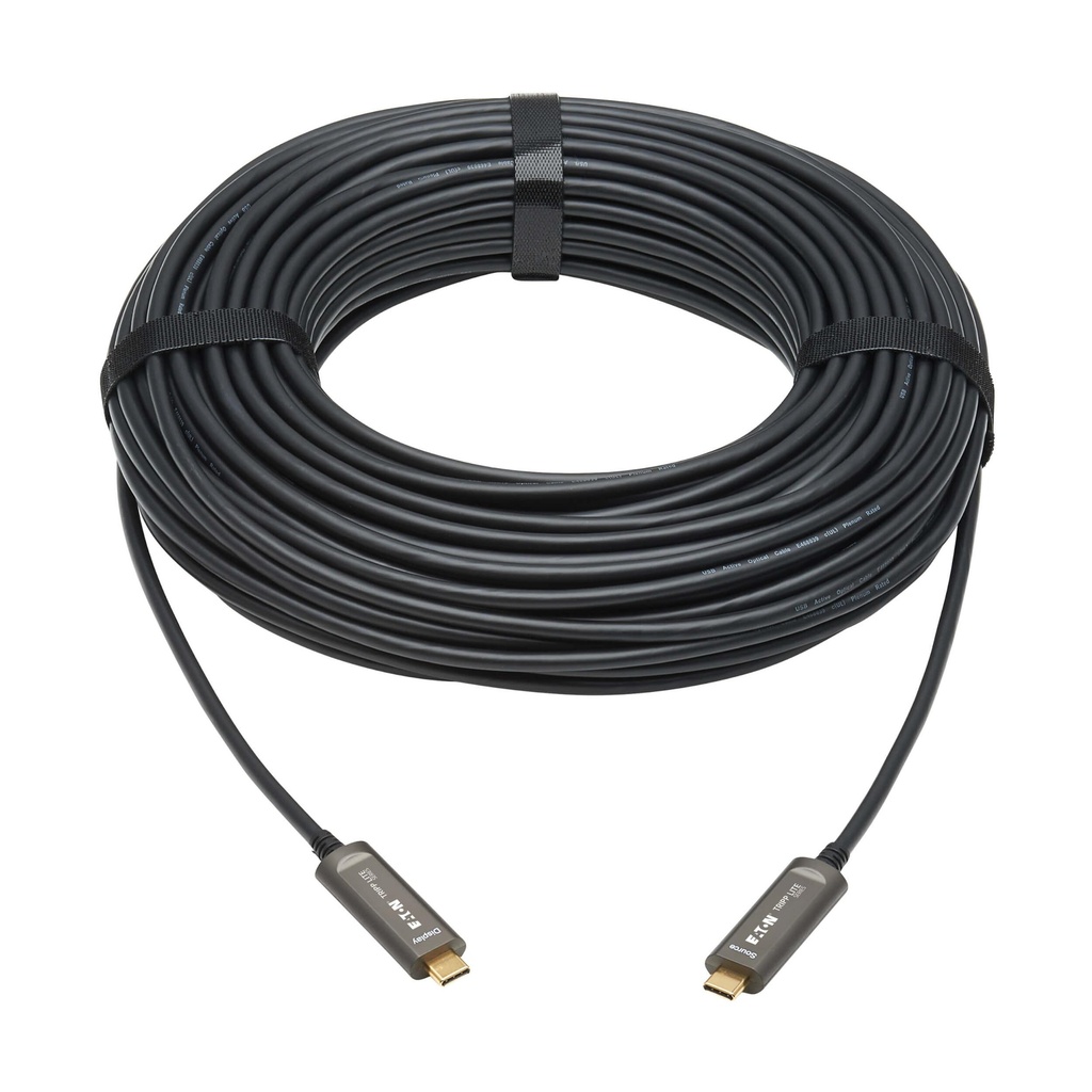 [U420F-10M-V] USB-C to USB-C Plenum-Rated Fiber Active Optical Cable (AOC) - 4K 60 Hz, HDR, 4:4:4, M/M, Black, 10 m