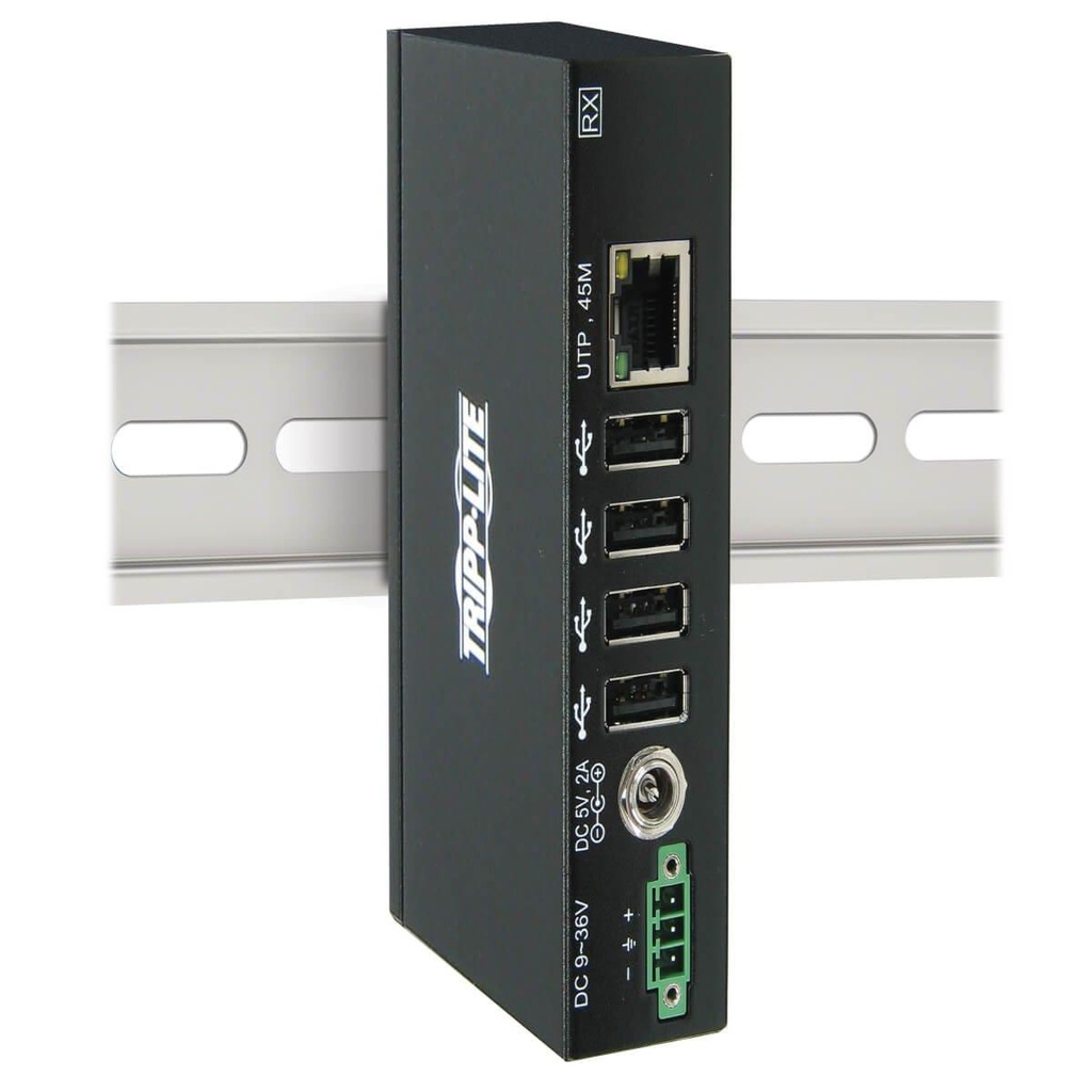 [B203-104-IND] 4-Port Industrial USB over Cat6 Extender, ESD Protection, PoC - USB 2.0, Mountable, 150 ft. (45.72 m), TAA