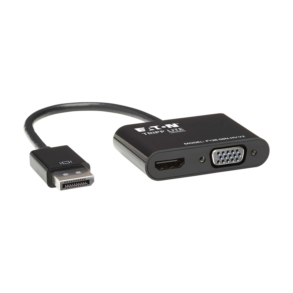[P136-06N-HVV2BP] DisplayPort to VGA/HDMI All-in-One Converter Adapter, DP ver 1.2, 4K 30 Hz HDMI, 50 Pack