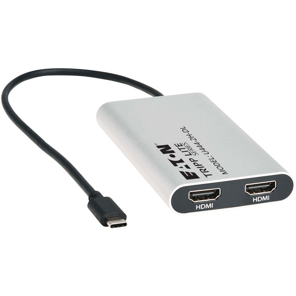 USB-C Adapter, Dual Display - 4K 60 Hz HDMI, 100W PD Passthrough, Silver