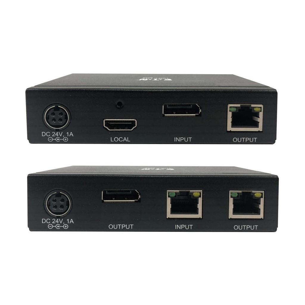 [B127A-111-BDTD] DisplayPort over Cat6 Extender Kit, Transmitter and Receiver with Repeater, 4K, 4:4:4, PoC, 230 ft. (70.1 m), TAA