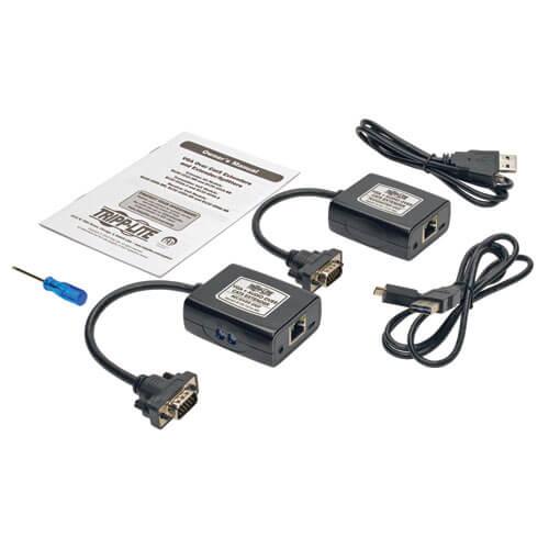 [B130-101-U] VGA over Cat5/6 Extender Kit, Transmitter/Receiver for Video, USB Powered, Up to 500 ft. (152 m), TAA
