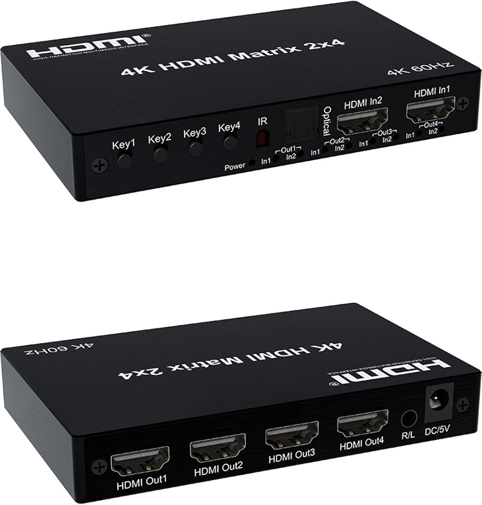 [B320-4X1-MHE-K] 4-Port Presentation Switch Kit, 4K 60 Hz (4:4:4) HDMI, DP, USB-C and VGA to HDMI over Cat6 Extender, 125 ft., TAA