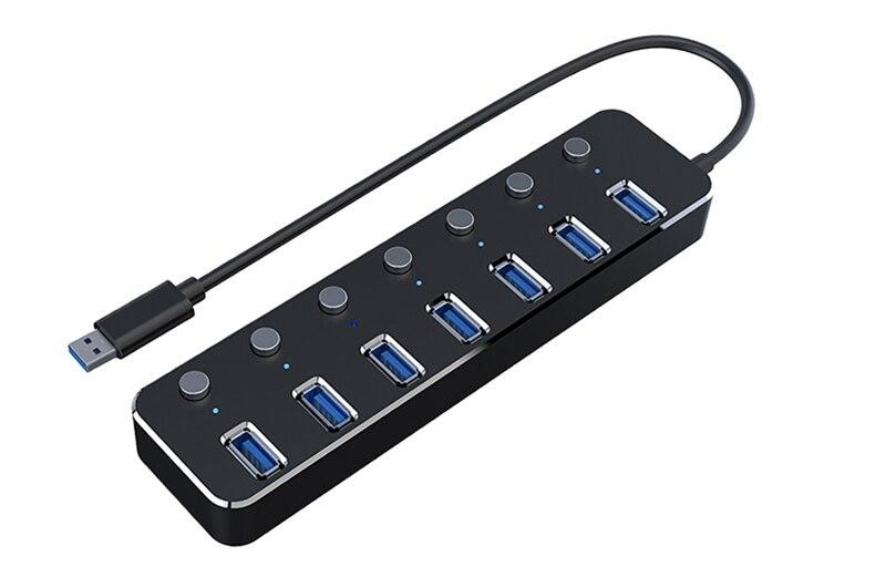 [U3-7HL] External 7 Port USB3.0 (5Gbps) Hub w/2.5Amp AC Adaptor. 