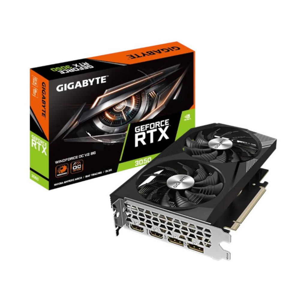 [GV-N3050WF2OCV2-6GD] Gigabyte nVidia RTX3050 WINDFORCE OC V2 PCI Express 4.0 x8 6GB GDDR6 W/2 x HDMI, 2 x DP, VR Ready, Support 8K 