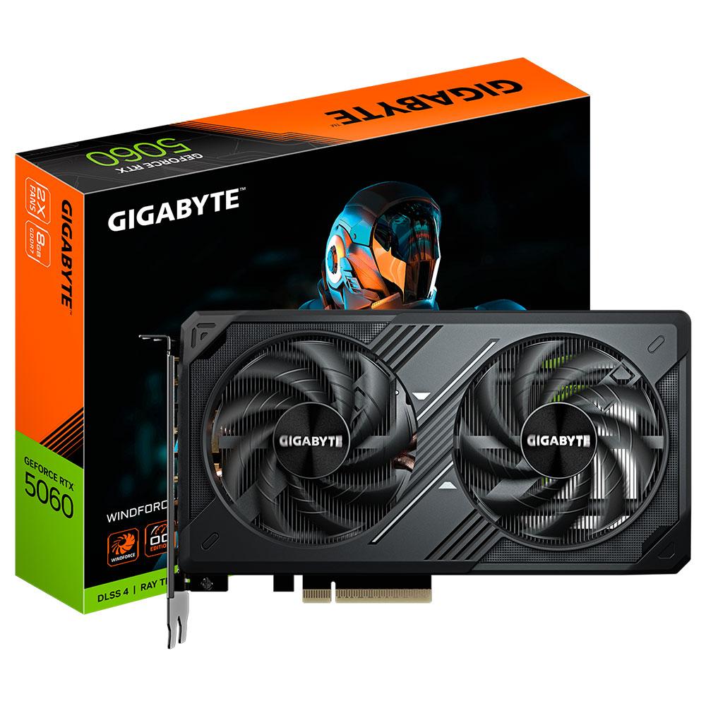 [GV-N5060WF2MAX_OC-8GD] Gigabyte nVidia RTX5060 WINDFORCE 2MAX OC PCI Express 5.0 x8 8GB GDDR7 W/1 x HDMI, 3 x DP, VR Ready, Support 8K.