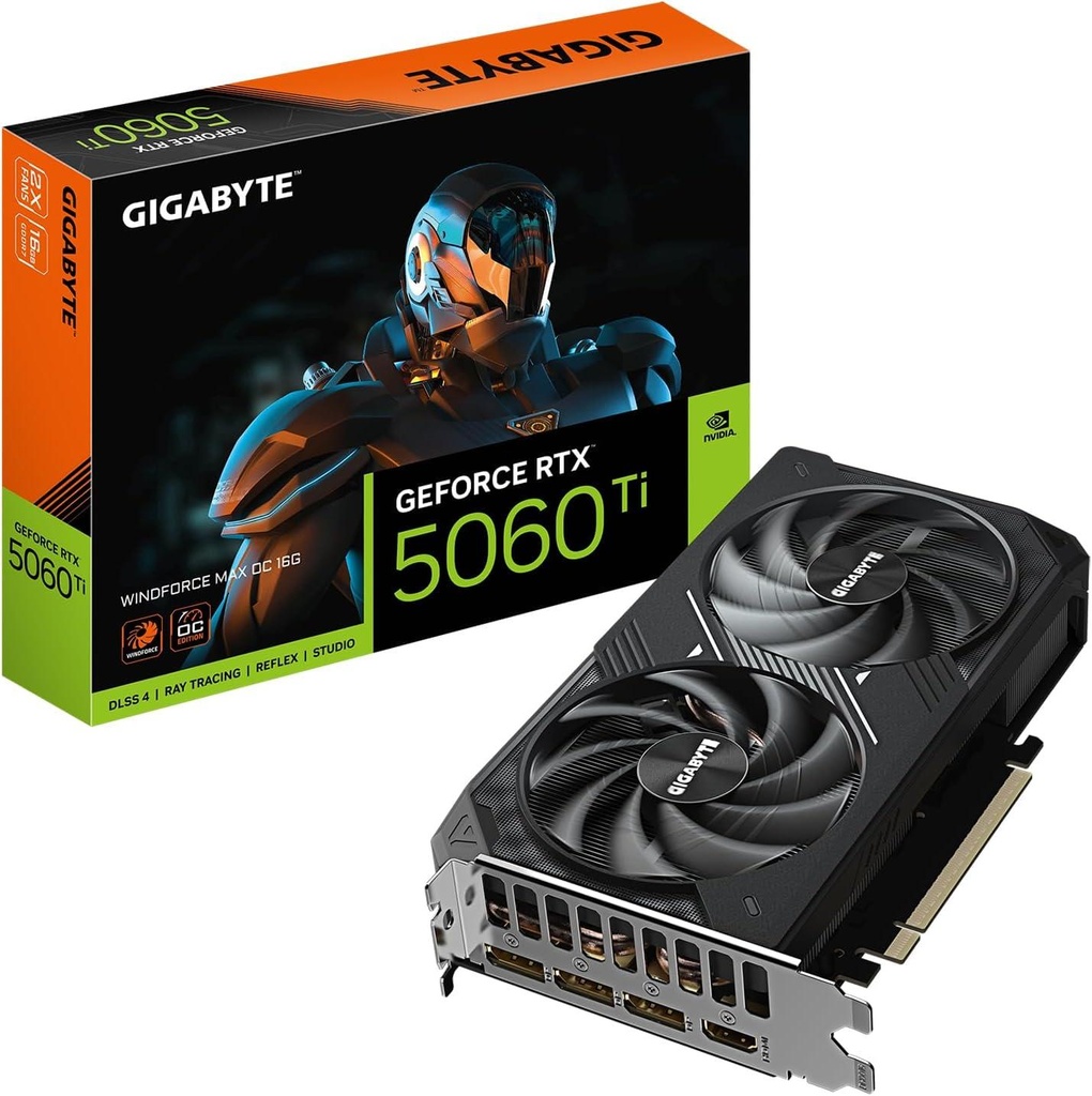 [GV-N506TWF2OC-16GD] Gigabyte nVidia RTX5060 Ti WINDFORCE OC PCI Express 5.0 x8 16GB GDDR7 W/1 x HDMI, 3 x DP, VR Ready, Support 8K.