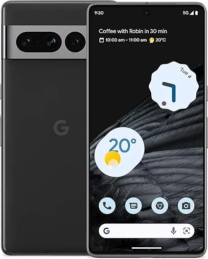 Google Pixel 7 Pro 5G 128GB 12GB RAM 24-Hour Battery Factory Unlocked for GSM Carriers Global Version - Obsidian (Renewed), Black