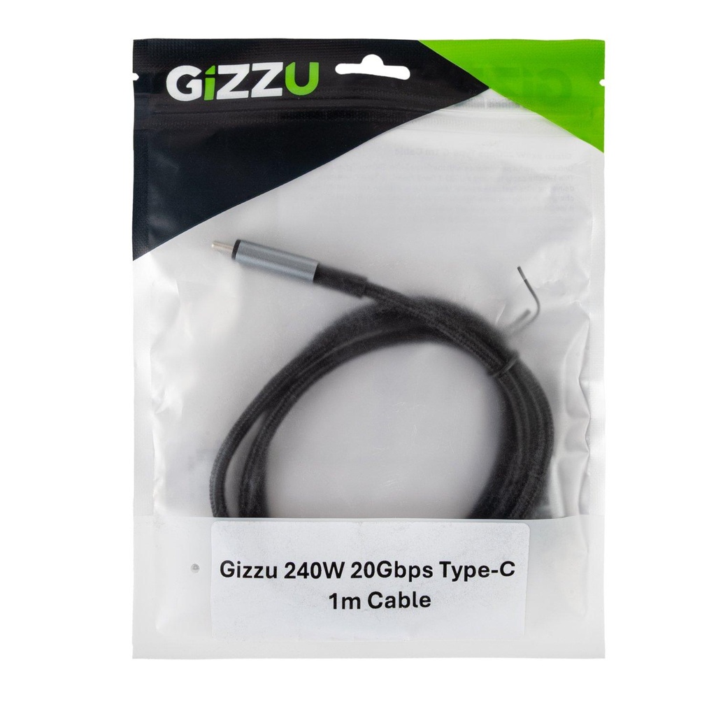 Gizzu Type-C 3.2 to Type-C 20Gbps 240W Cable 1M Poly 