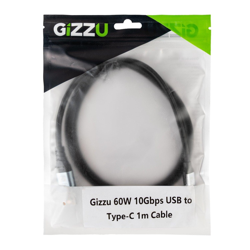 [GCPU3C06010G-01] Gizzu USB-A 3.2 to Type-C 10Gbps 60W Cable 1M Poly
