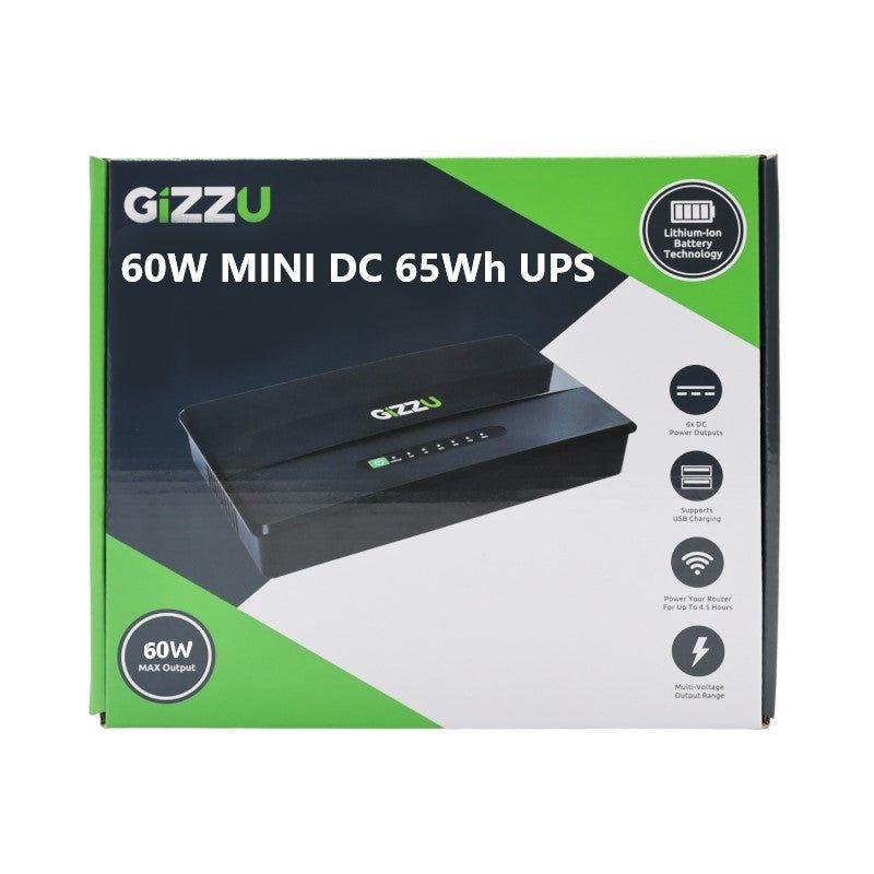 [GUP60W] Gizzu 60W 65Wh 17600mAh Mini POE DC UPS Lithium - Black