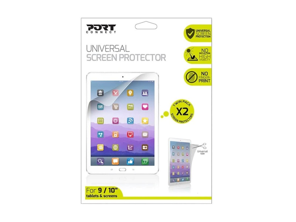[180641] Port Connect Universal Screen Protector for 11" Tablets Twin Pack - Clear