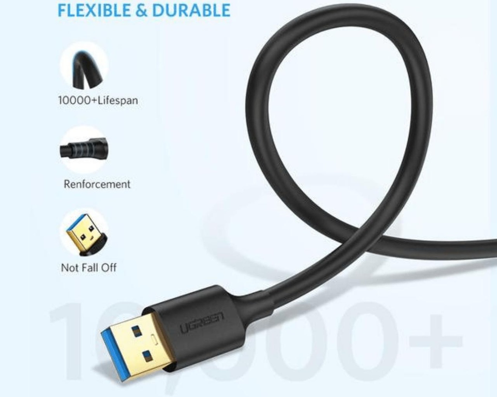 [US128-10370] UGREEN USB-A 3.0 Male to Male Cable 1m (Black)