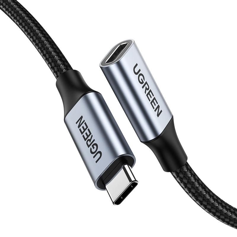 [US372-30205] UGREEN USB-C Male to USB-C Female Gen2 Alu Case Braided Extension Cable 1m (Space Gray)