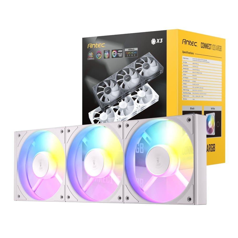 [C120_ARGB_3PK_WH] Antec CONNECT PWM 120mm ARGB Case Fan 3 Pack White