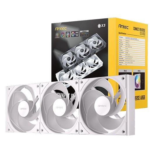 [C120R_ARGB_3PK_WH] Antec CONNECT PWM 120mm ARGB Reverse Case Fan 3 Pack White