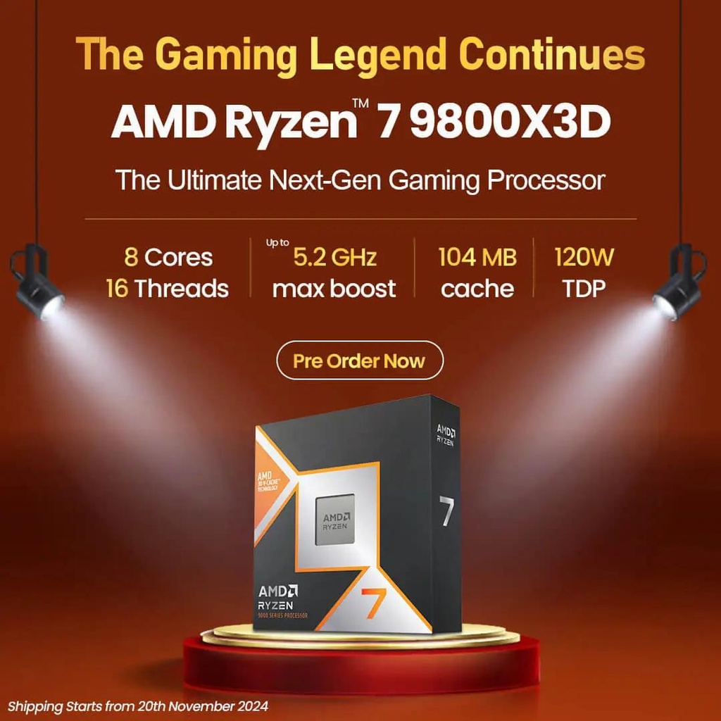 [100-100001084WOF] AMD RYZEN 7 9800X3D 8-Core 4.7GHz AM5 CPU 
