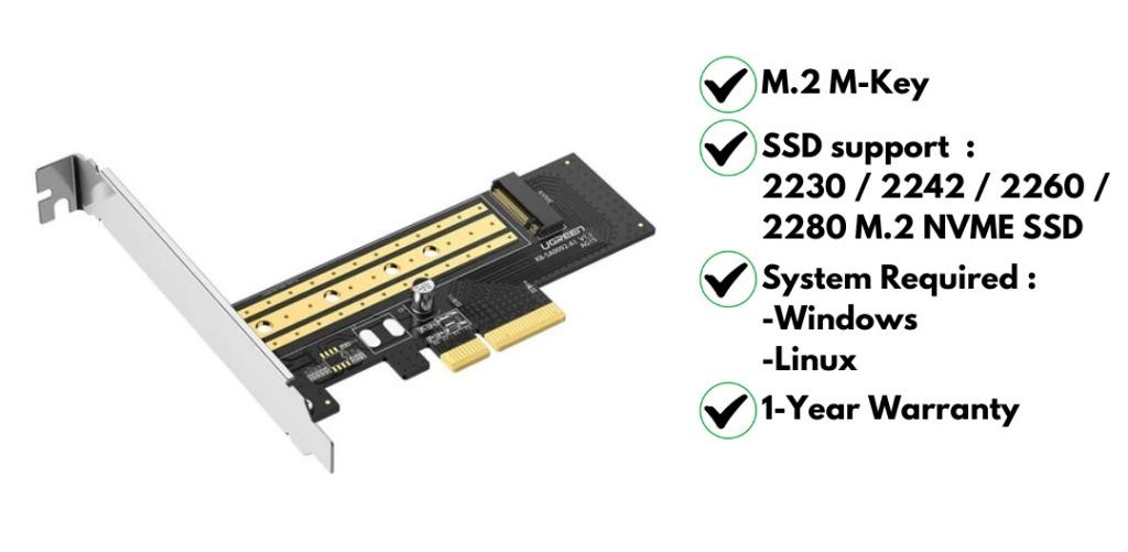 [CM302-70503] UGREEN M.2 NVMe to PCI-E 3.0 × 4 Expansion Card