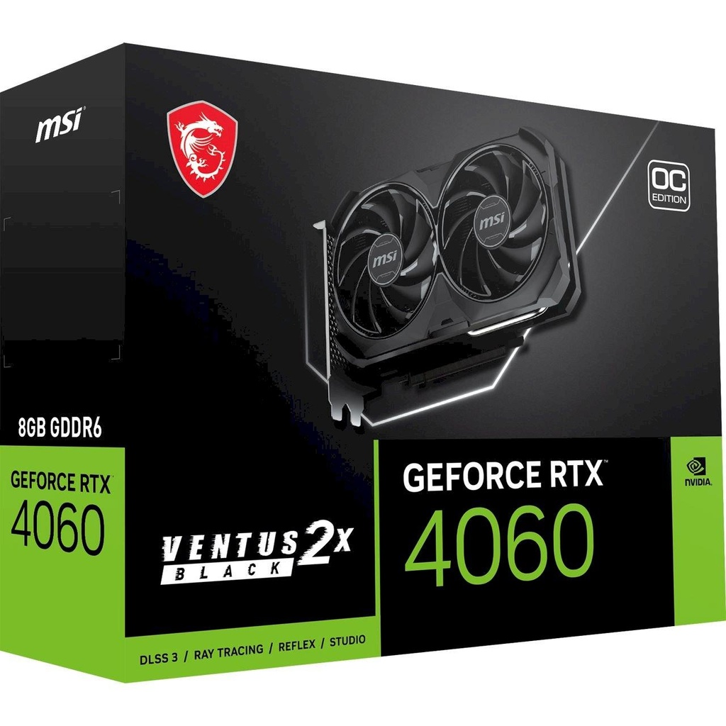 [RTX4060VENTUS2X8GOCBLK] MSI Nvidia GeForce RTX 4060 Ventus 2x Black 8G GDDR6X 128-BIT Graphics Card