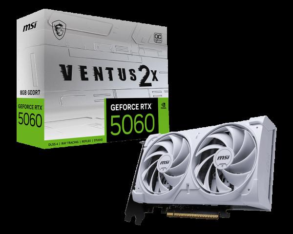 [RTX5060VENTUS2XOC8GW] MSI Nvidia GeForce RTX 5060 VENTUS 2X OC 8GB Graphics Card - White