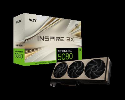 [RTX5080INSPIRE3XOC16GB] MSI Nvidia GeForce RTX 5080 Inspire 3X OC 16GB GDDR7 Graphics Card 