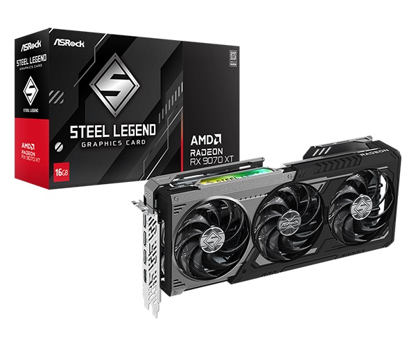 [RX9070XTSTEELLEGENDDARK16] ASRock Radeon RX9070 XT Steel Legend Dark 16G Graphics Card