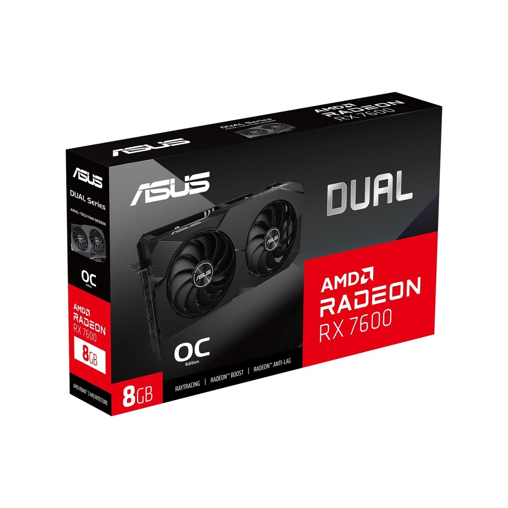 [DUAL-RX7600-O8G-V2] ASUS Radeon RX7600 Dual OC Edition 8G GDDR6 128-BIT Graphics Card