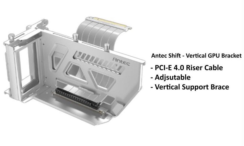 [SHIFT_ARGB_WHT] Antec Vertical GPU Bracket with PCIE 4.0 Riser Cable ( Shift ARGB White )