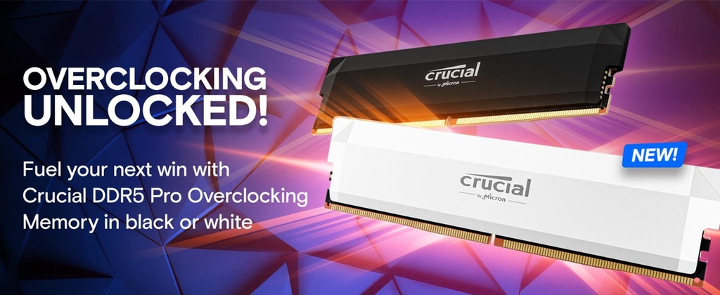 [CP2K16G60C36U5W] Crucial Pro Overclocking 32GB Kit (2x16GB) 6000Mhz DDR5 Desktop Memory White