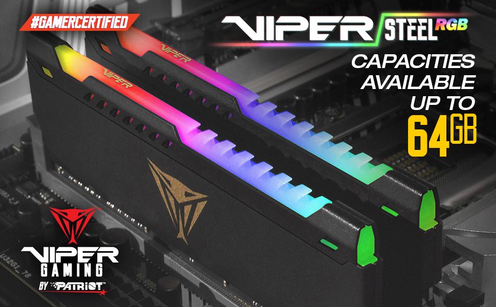 [PVSR416G360C8K] Patriot Vipersteel 16GB KIT (2x8GB) 3600MHz DDR4 Desktop Gaming Memory RGB