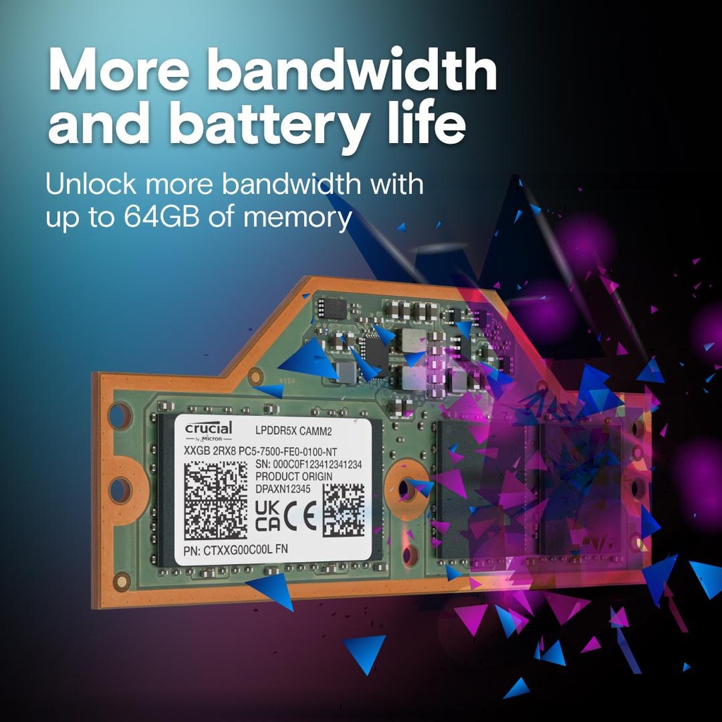 [CT64G75C2LP5X] Crucial 64GB 7500MHz DDR5X LPCAMM2 Notebook Memory