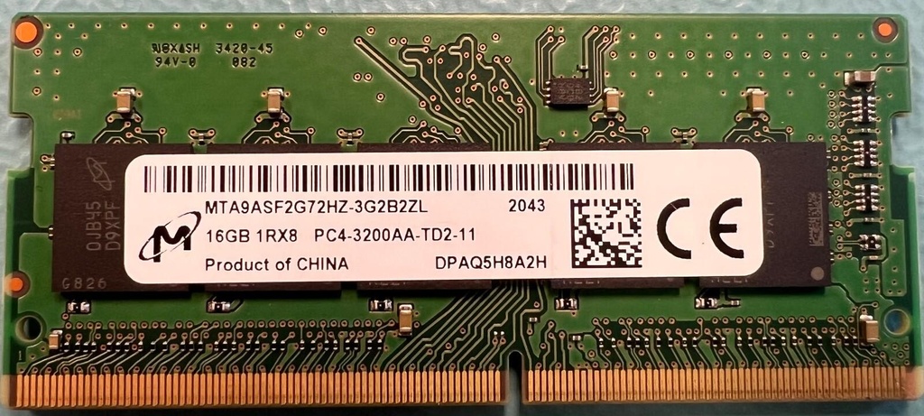 [MTA9ASF2G72HZ-3G2R] Micron MTA9ASF2G72HZ-3G2R 16GB 3200MHz DDR4 ECC CL22 SODIMM Memory