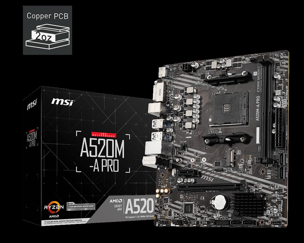 [A520M-PRO] MSI A520M-PRO AMD AM4 MATX Gaming Motherboard