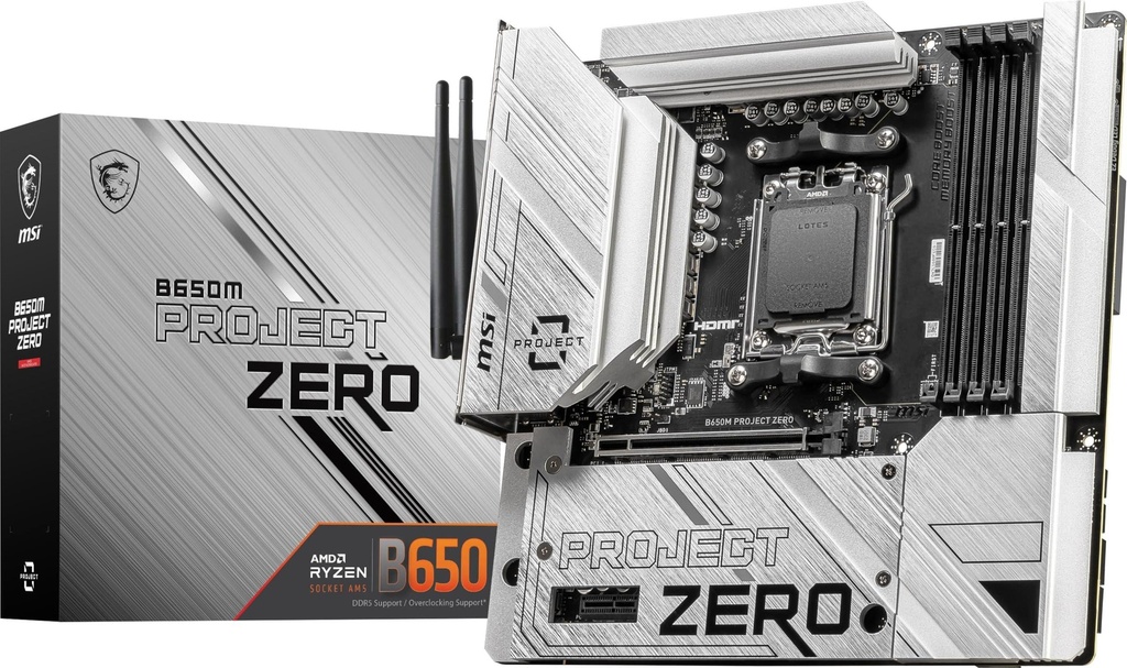 [B650MPROJECTZERO] MSI B650M PROJECT ZERO AMD AM5 mATX Gaming Motherboard 