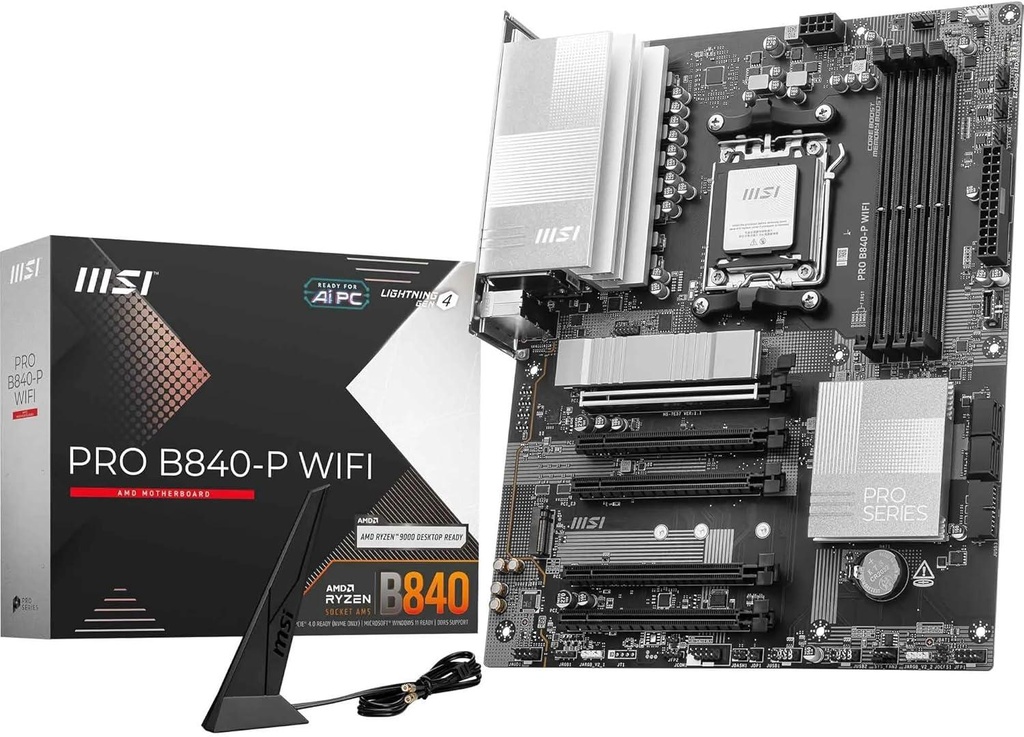 [PROB840M-PWIFI6E] MSI PRO B840M-P Wi-Fi 6E AMD AM5 MATX Gaming Motherboard