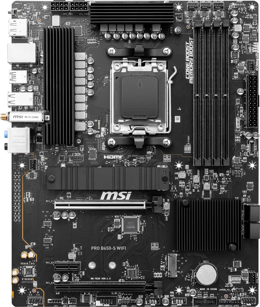MSI PRO B650-S Wi-Fi AMD AM5 ATX Gaming Motherboard 