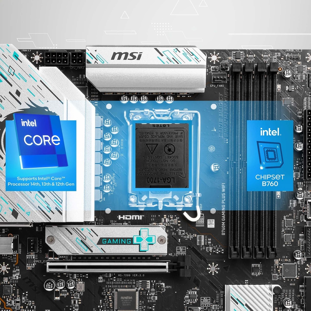 [B760MGAMINGPLUSWIFI] MSI B760M GAMING PLUS WIFI DDR5 Intel LGA1700 M-ATX Gaming Motherboard
