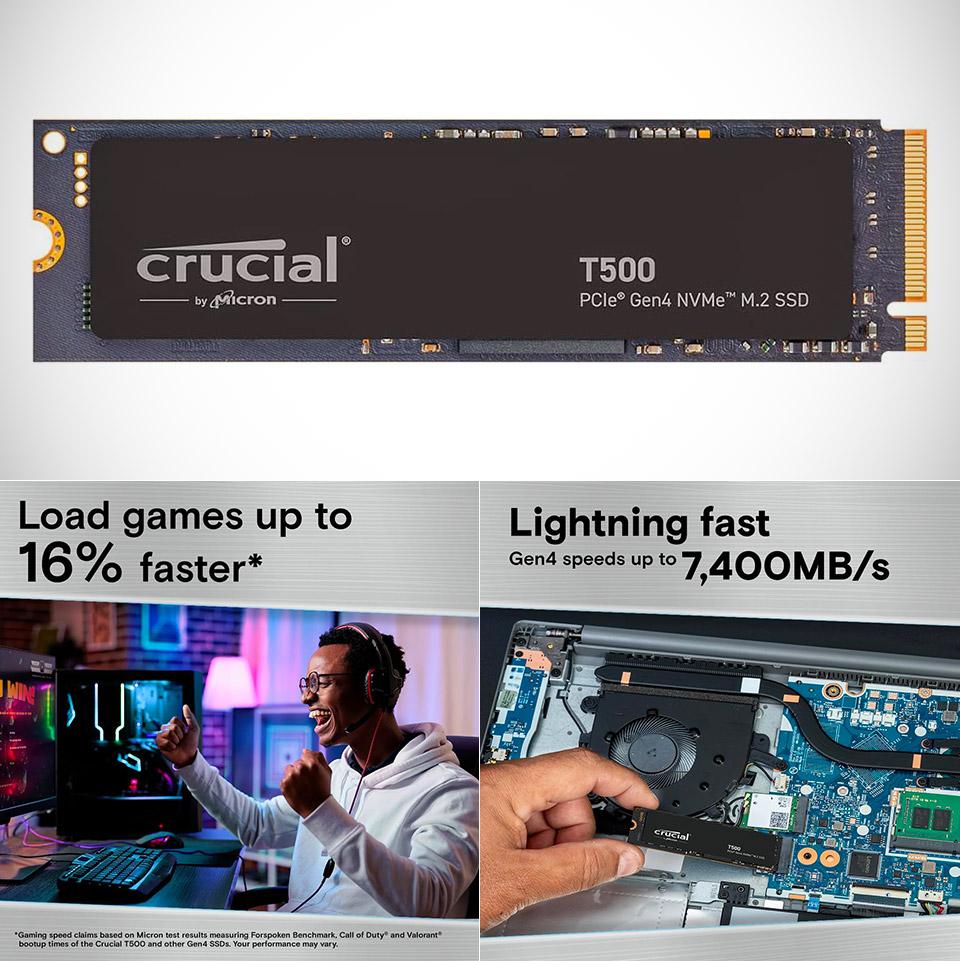 [CT1000T500SSD5] Crucial T500 1TB M.2 NVMe Gen4 with Heatsink NAND SSD
