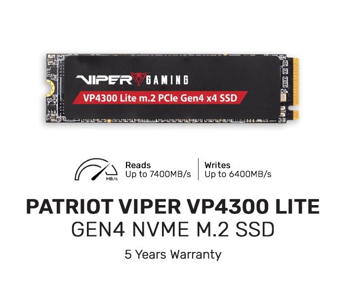 [VP4300L2TBM28H] Patriot Viper VP4300 Lite 2TB Gen 4 M.2 PCIe NVMe SSD
