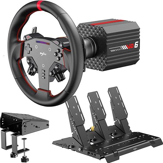 [PXN-VD6-WAS-PDHM_III-Z9] PXN VD6 Bundle 6nm based, Steering Wheel with PDHM G2 Pedals/ clamp