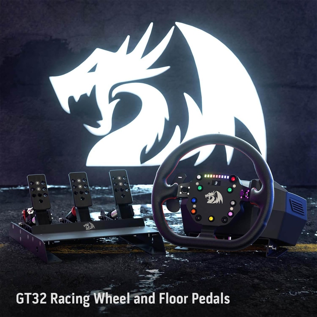 [RD-GT-32] REDRAGON GT-32 Racing Wheel with floor pedals