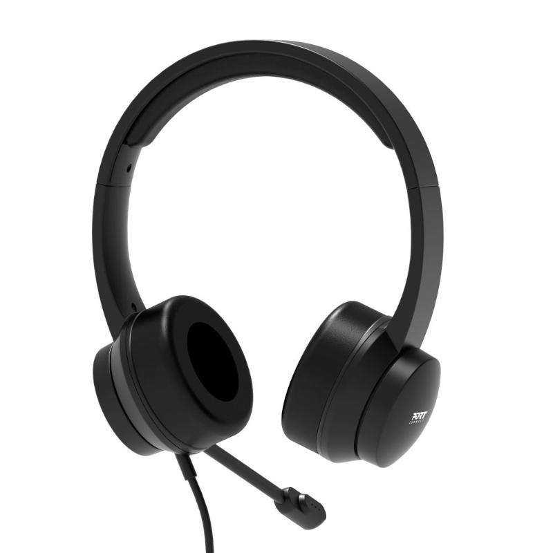 Port Stereo Headset with Mic with 1.2m Cable|1 x 3.5mm|Volume Controller - Black